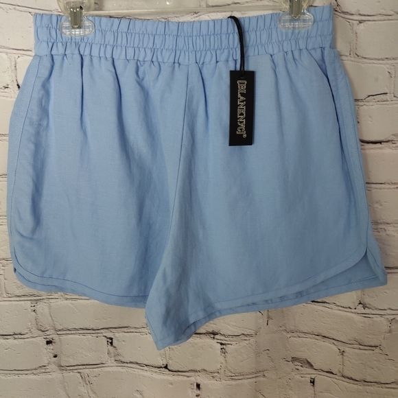 BlankNyc Linen High Rise Pull On Shorts Blue Size Small - Picture 1 of 9